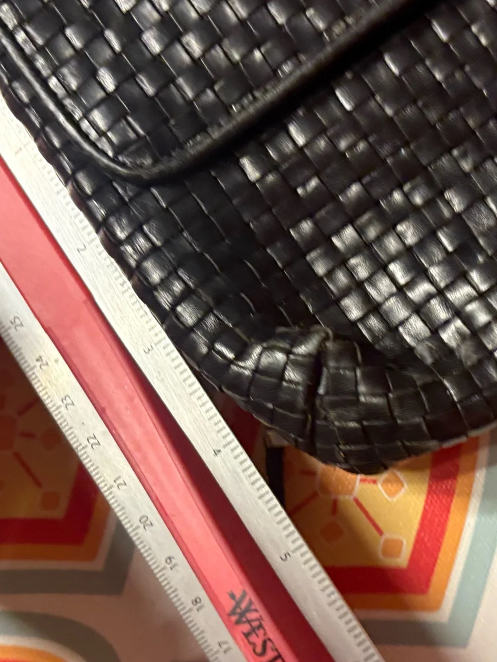 Gem Woven Black Leather Clutch Bag